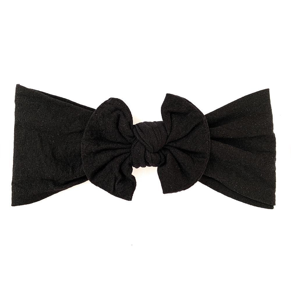 Baby Wisp Nylon Bow Headband (Black)-Apparel-Baby Wisp-026141 BK-babyandme.ca