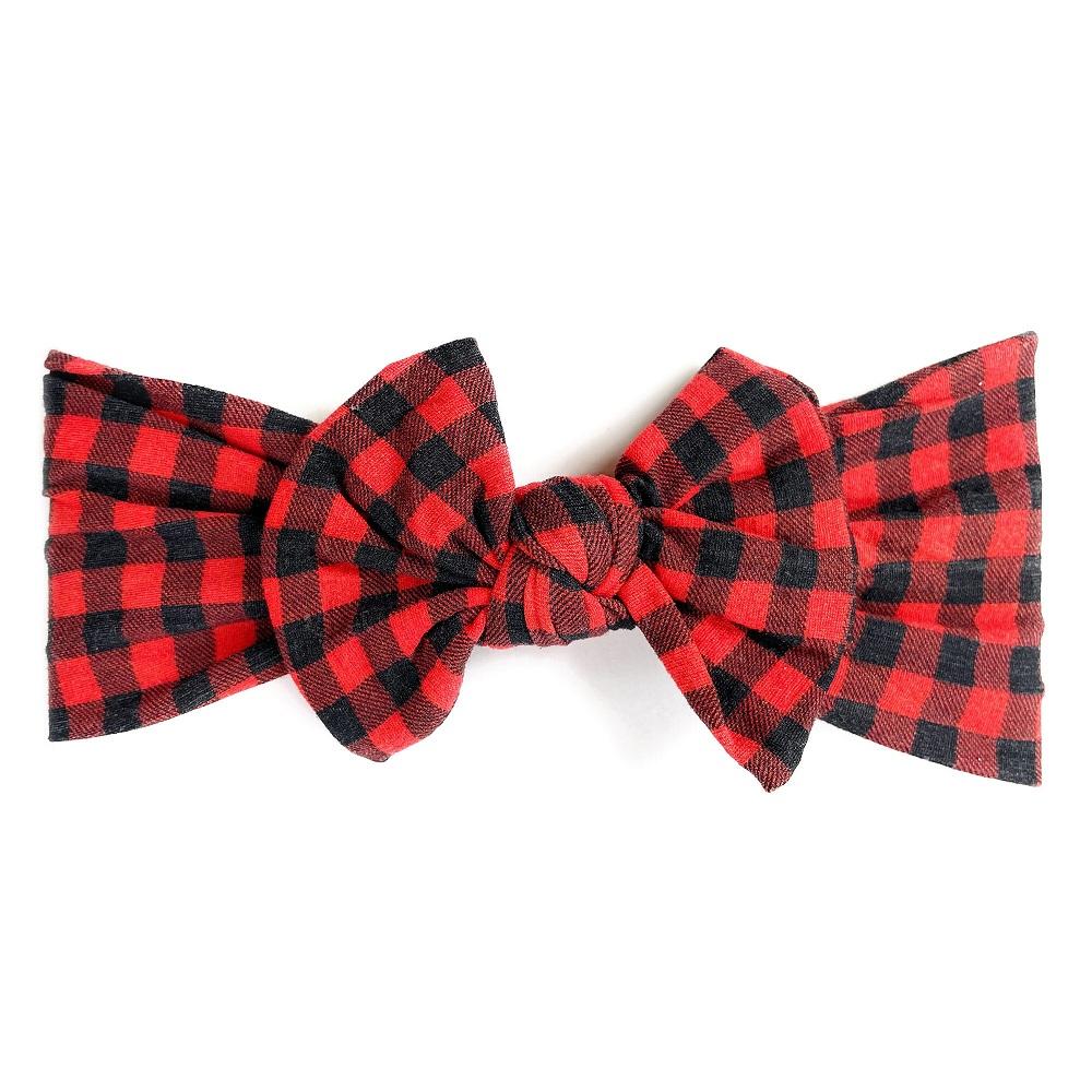 Baby Wisp Nylon Bow Headband (Buffalo Plaid)-Apparel-Baby Wisp-030377 BP-babyandme.ca