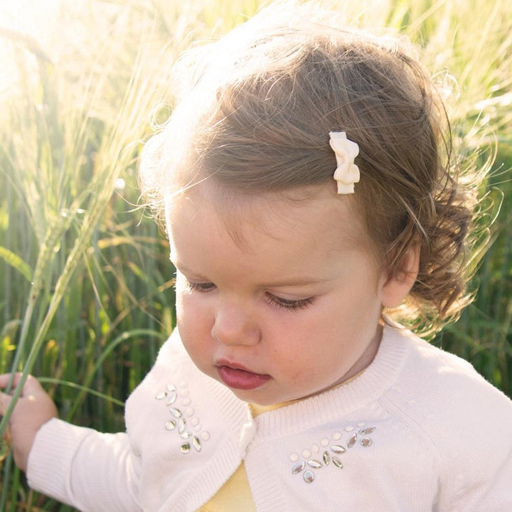 Baby Wisp Snap Clip Tuxedo Grosgrain Bows 5 Pack (Pixie)-Apparel-Baby Wisp-007990 PX-babyandme.ca