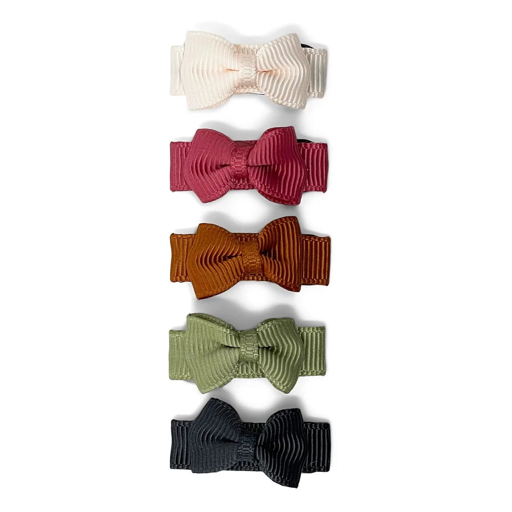 Baby Wisp Snap Clip Tuxedo Grosgrain Bows 5 Pack (Santa Ana)-Apparel-Baby Wisp-007990 SA-babyandme.ca