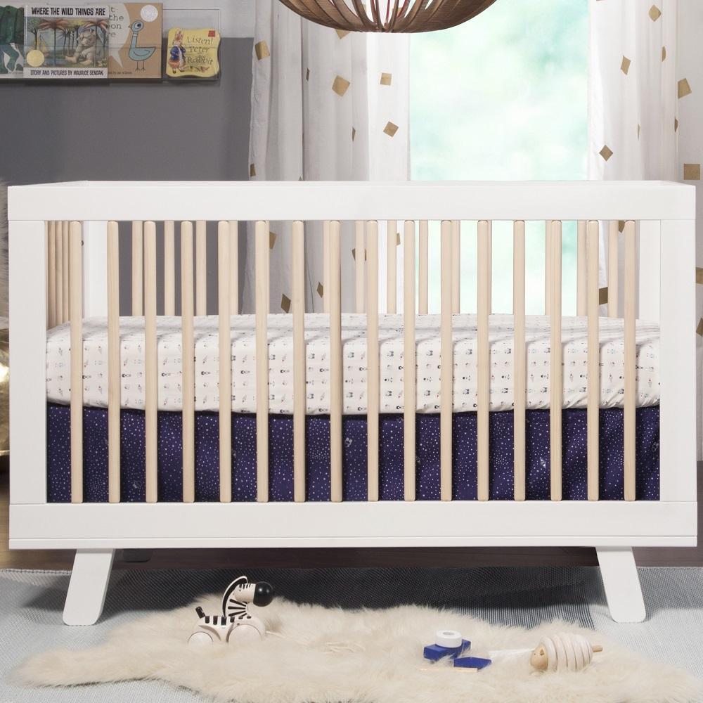 Babyletto Hudson 3-in-1 Crib with Toddler Bed Conversion Kit (White/Washed Natural) IN-STOCK-Nursery-Million Dollar Baby-028453 WN-babyandme.ca