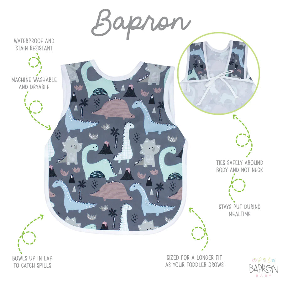 BapronBaby Bapron Toddler Bib (Dinosaur Drawing)-Feeding-BapronBaby-027084 DD 6M+-babyandme.ca