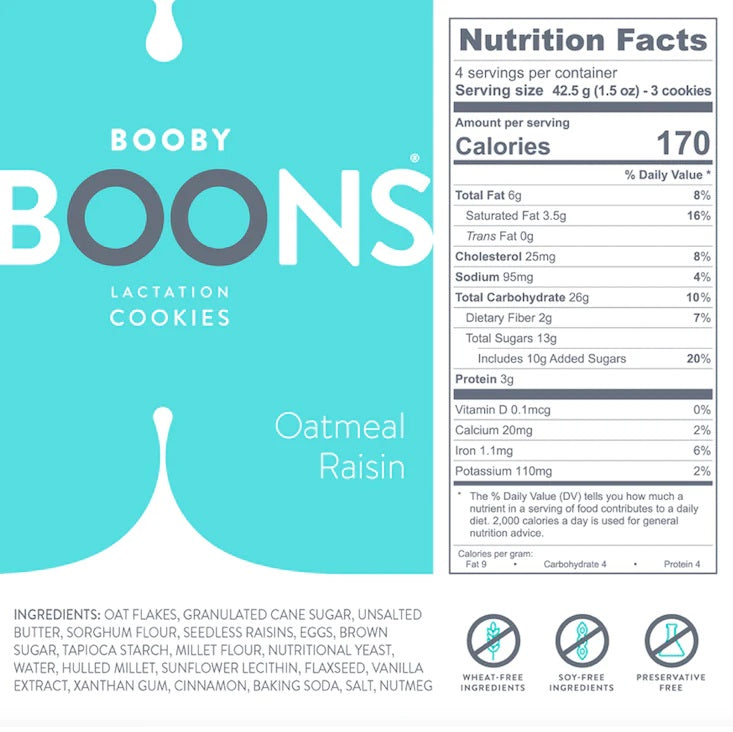 Booby Boons Lactation Cookies (Oatmeal Raisin)-Feeding-Stork & Dove-010736 OR-babyandme.ca