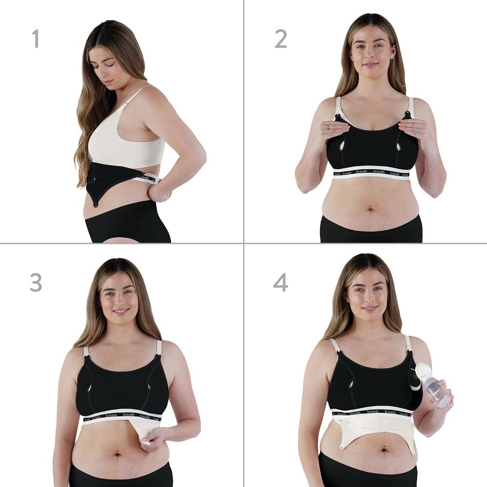Bravado Clip & Pump Hands-Free Nursing Bra Accessory 2.0 (Black)-Feeding-Bravado--babyandme.ca