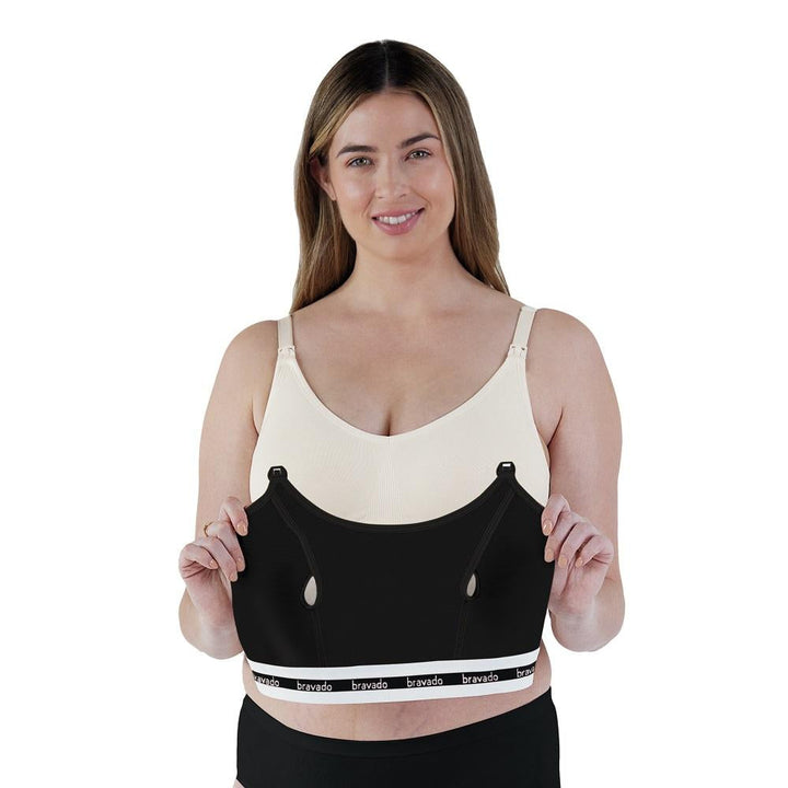 Bravado Clip & Pump Hands-Free Nursing Bra Accessory 2.0 (Black)-Feeding-Bravado--babyandme.ca
