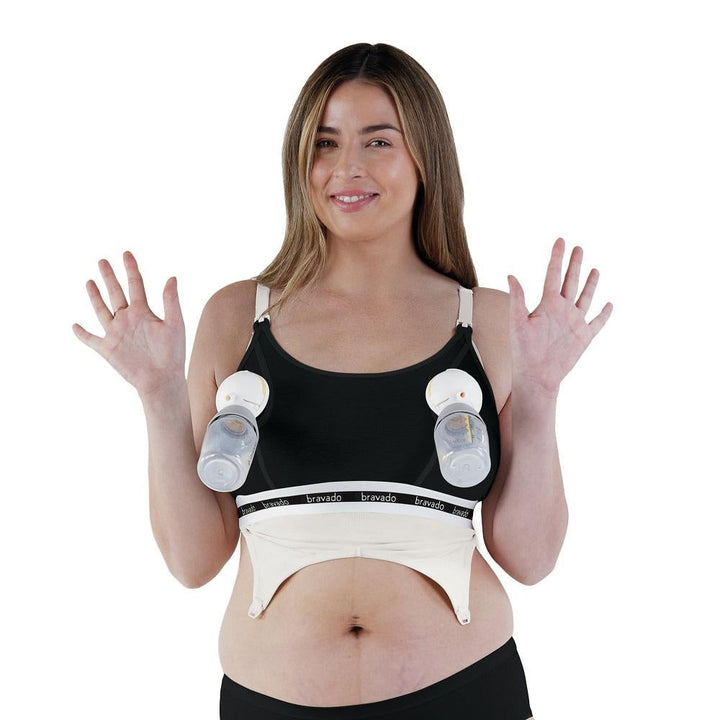 Bravado Clip & Pump Hands-Free Nursing Bra Accessory 2.0 (Black)-Feeding-Bravado--babyandme.ca