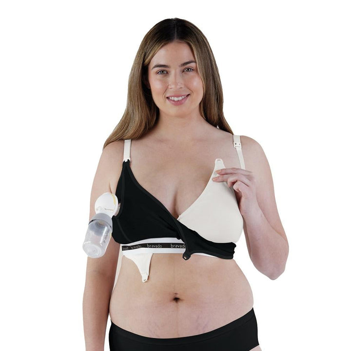 Bravado Clip & Pump Hands-Free Nursing Bra Accessory 2.0 (Black)-Feeding-Bravado--babyandme.ca