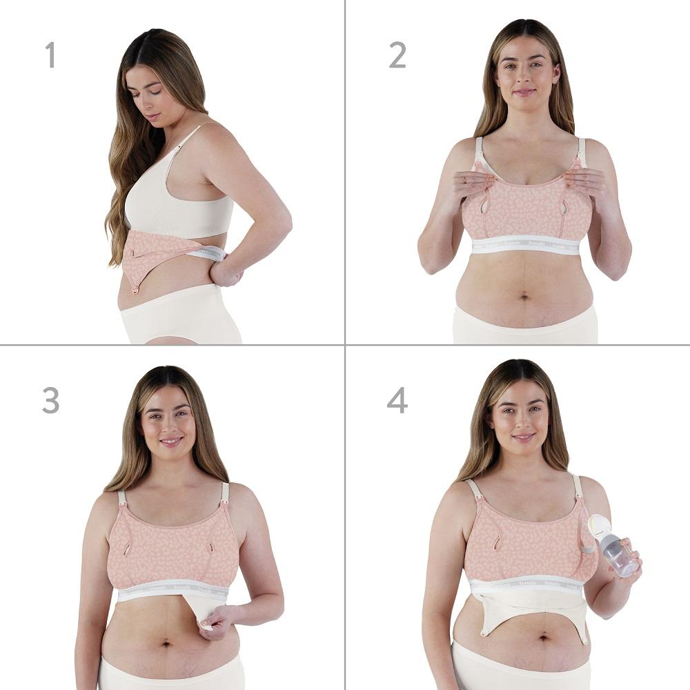 Bravado Clip & Pump Hands-Free Nursing Bra Accessory 2.0 (Pink Leopard)-Feeding-Bravado--babyandme.ca
