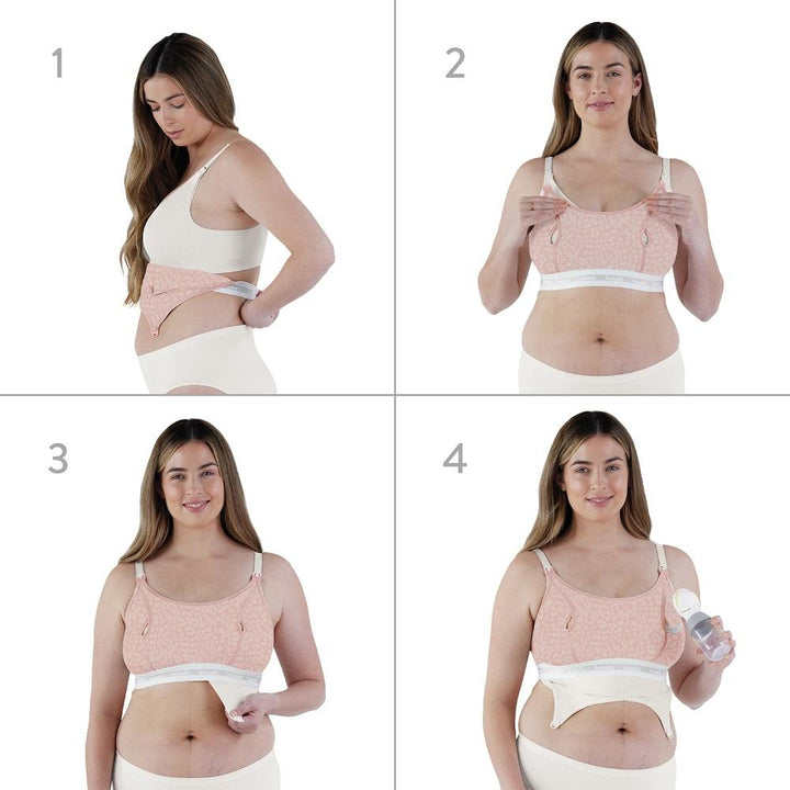 Bravado Clip & Pump Hands-Free Nursing Bra Accessory 2.0 (Pink Leopard)-Feeding-Bravado--babyandme.ca