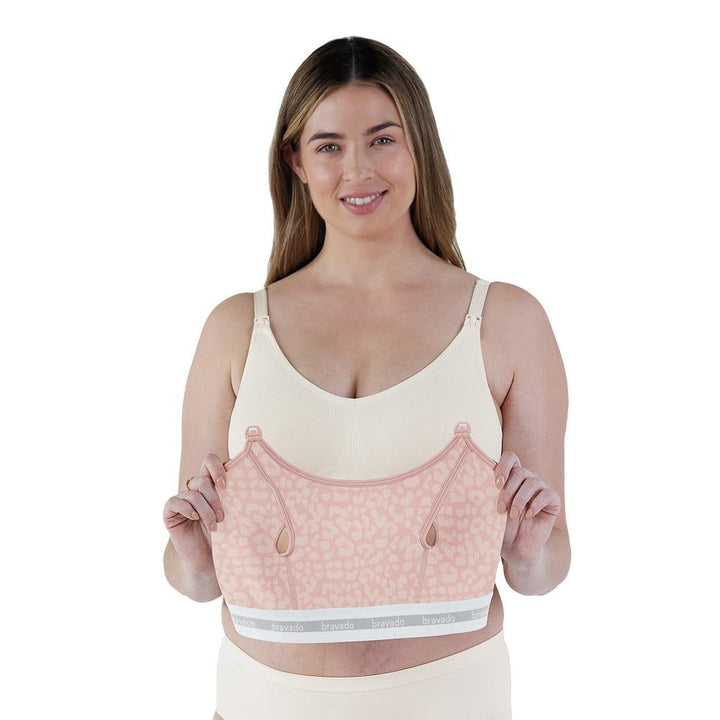 Bravado Clip & Pump Hands-Free Nursing Bra Accessory 2.0 (Pink Leopard)-Feeding-Bravado--babyandme.ca