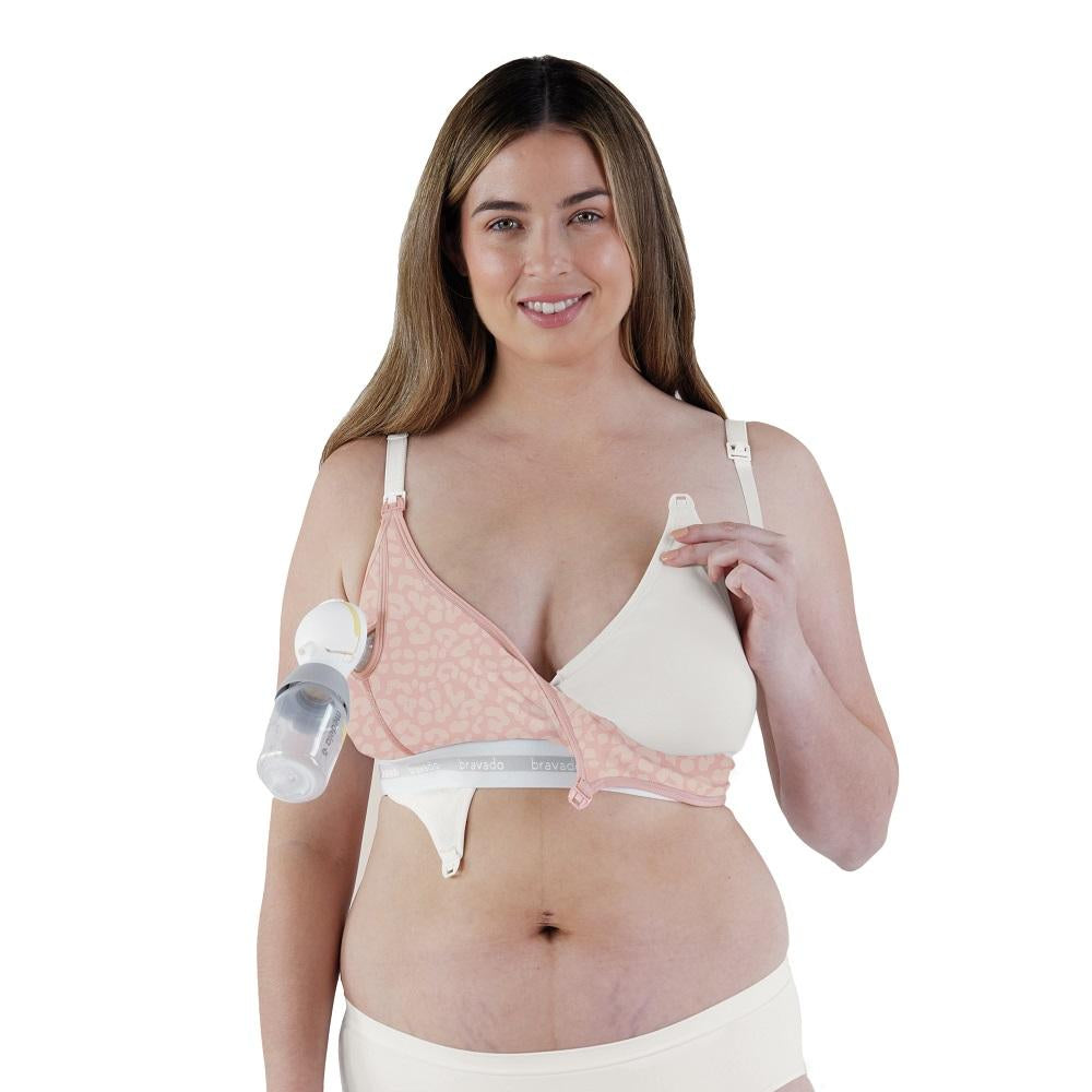 Bravado Clip & Pump Hands-Free Nursing Bra Accessory 2.0 (Pink Leopard)-Feeding-Bravado--babyandme.ca