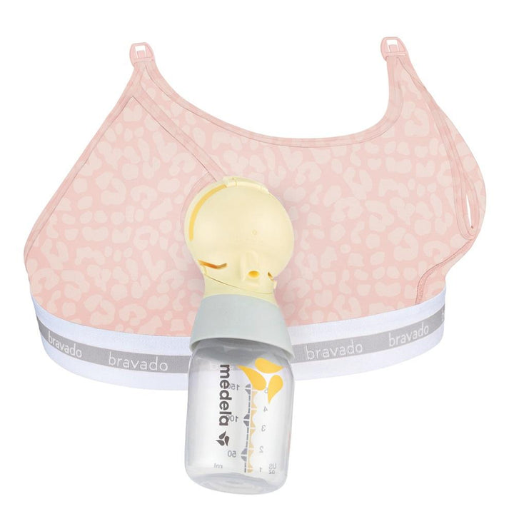 Bravado Clip & Pump Hands-Free Nursing Bra Accessory 2.0 (Pink Leopard)-Feeding-Bravado--babyandme.ca