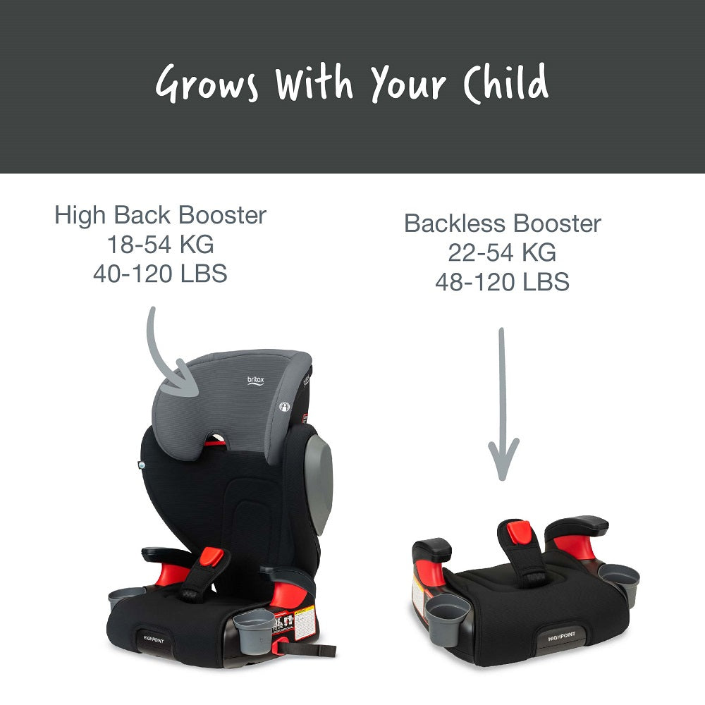 Britax Highpoint 2 Stage Belt Positioning Booster SafeWash Black Ombre