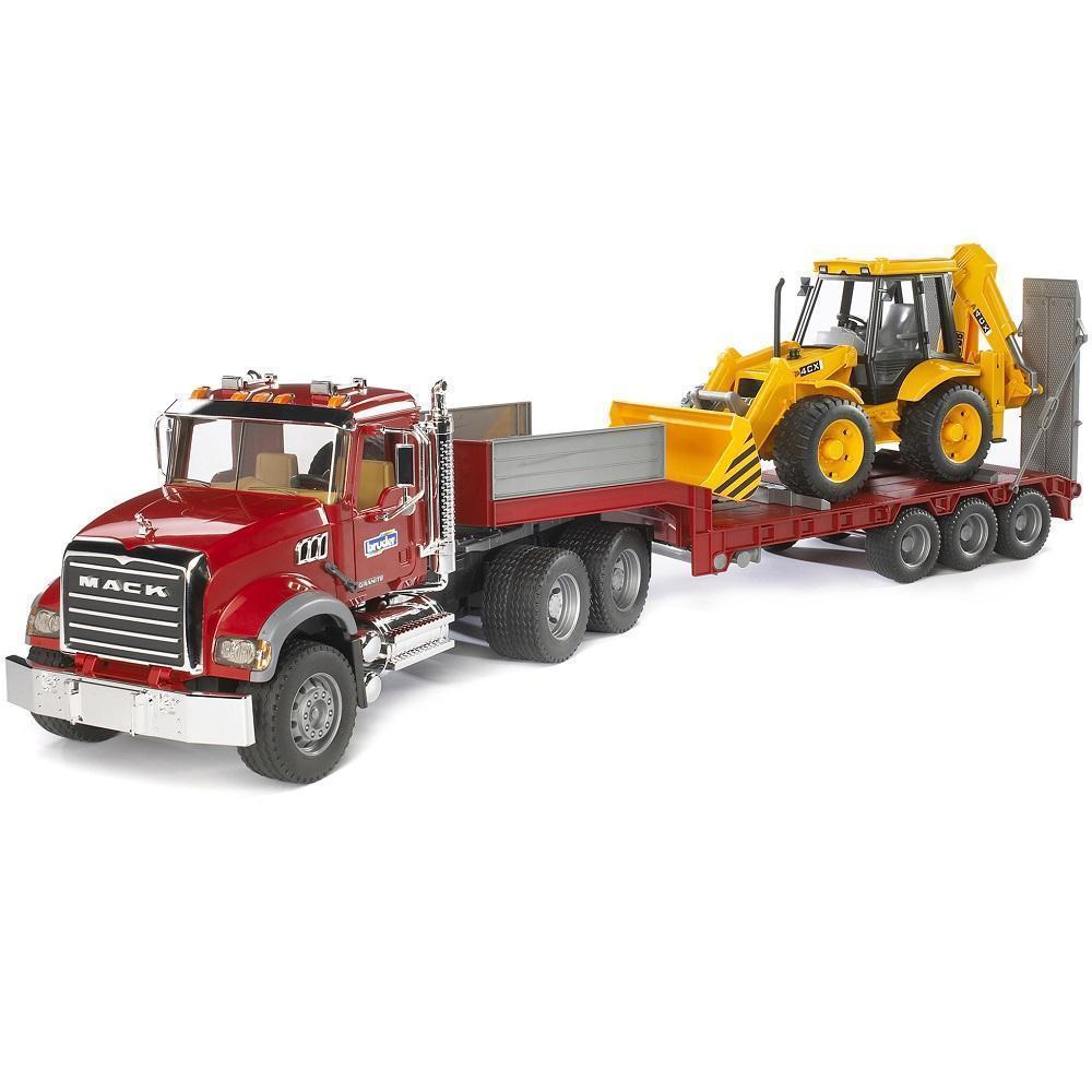 Bruder MACK Granite Truck with Low Loader and JCB 4CX Backhoe Loader - IN STORE PICK UP ONLY-Toys & Learning-Bruder-007312-babyandme.ca