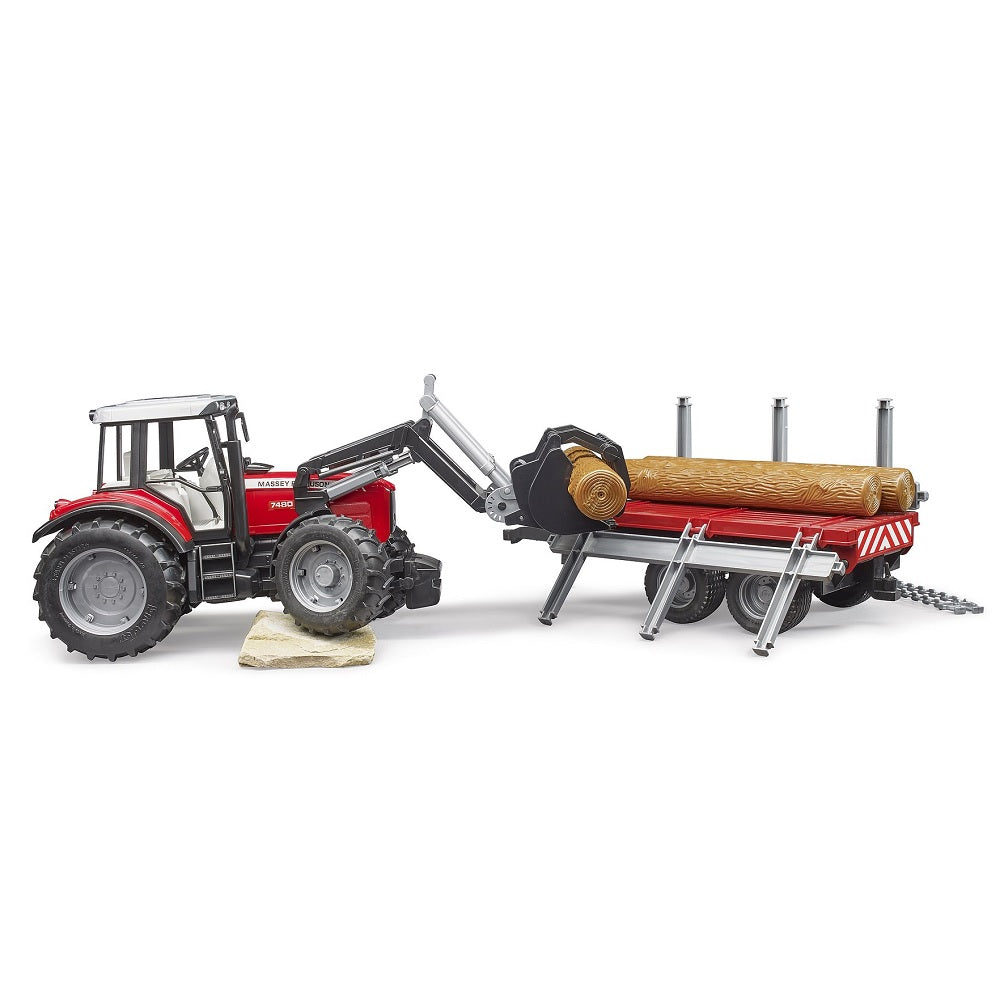 Bruder Massey Ferguson 7480 with Front Loader & Timber Trailer-Toys & Learning-Bruder-031897-babyandme.ca