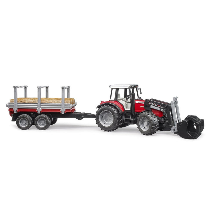 Bruder Massey Ferguson 7480 with Front Loader & Timber Trailer-Toys & Learning-Bruder-031897-babyandme.ca