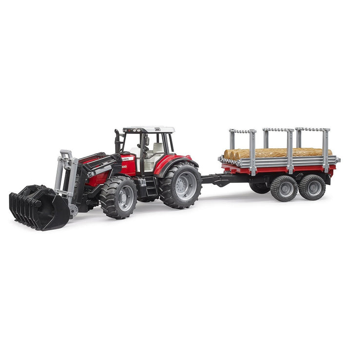 Bruder Massey Ferguson 7480 with Front Loader & Timber Trailer-Toys & Learning-Bruder-031897-babyandme.ca