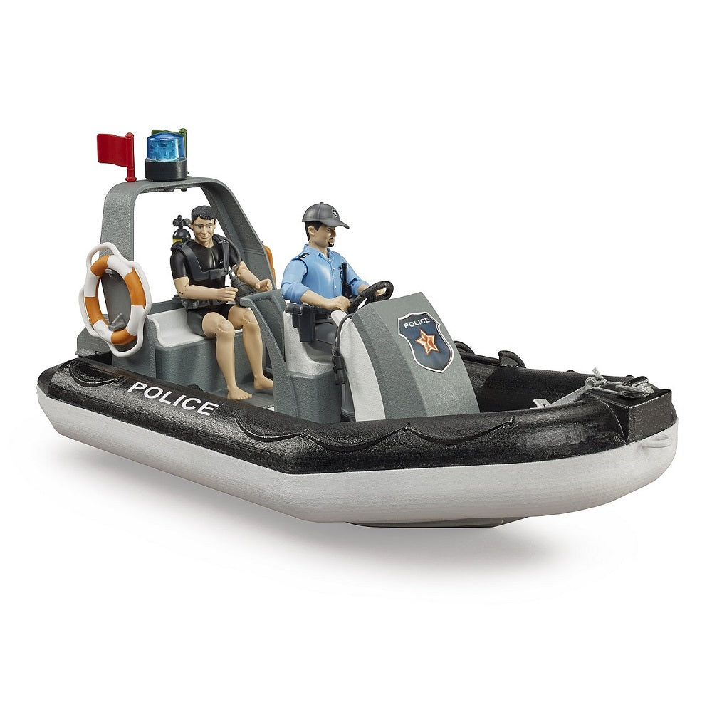 Bruder Police Boat with Rotating Beacon Light, 2 Figures, & Accessories-Toys & Learning-Bruder-031149-babyandme.ca