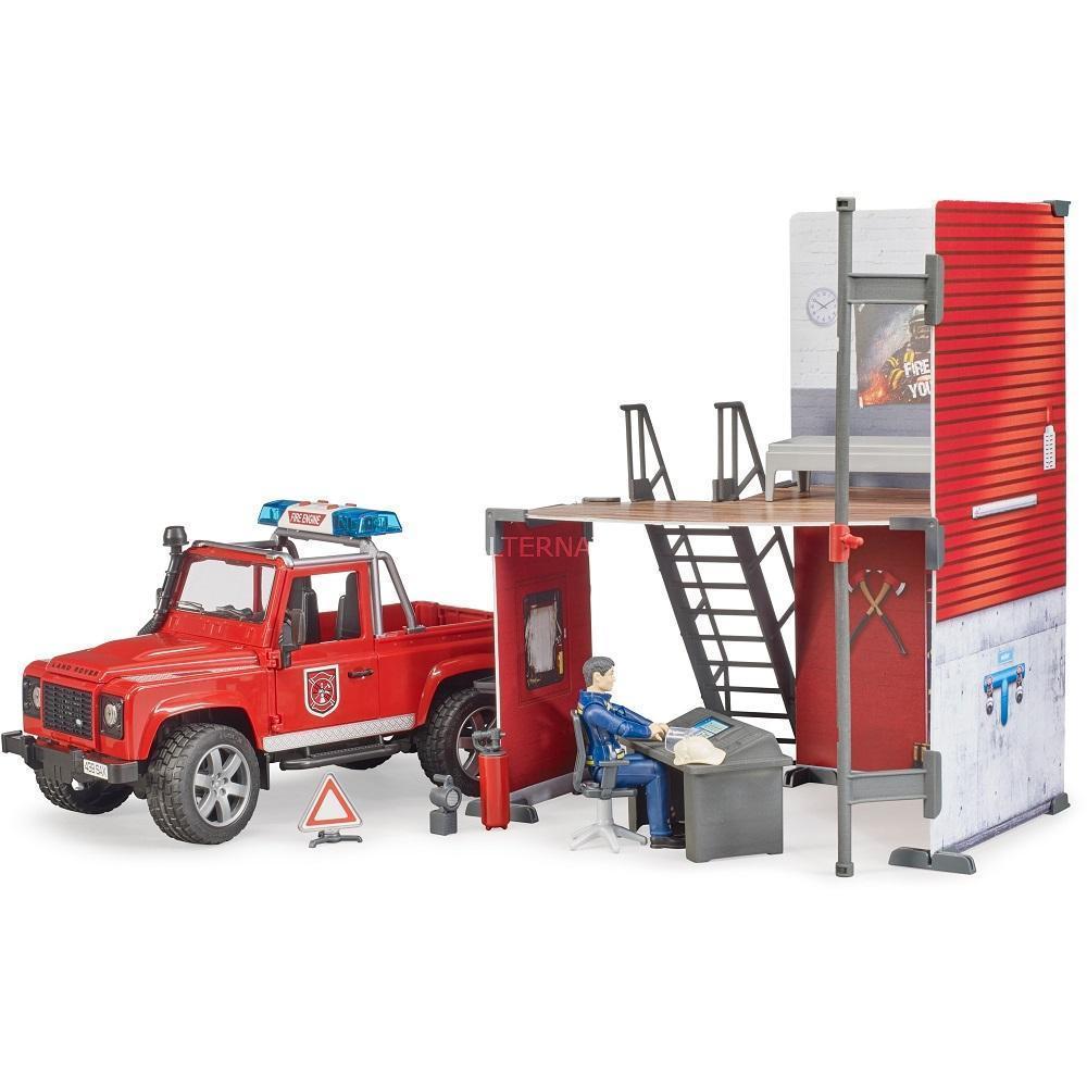 Bruder bWorld Fire Station with Land Rover Defender-Toys & Learning-Bruder-027585-babyandme.ca