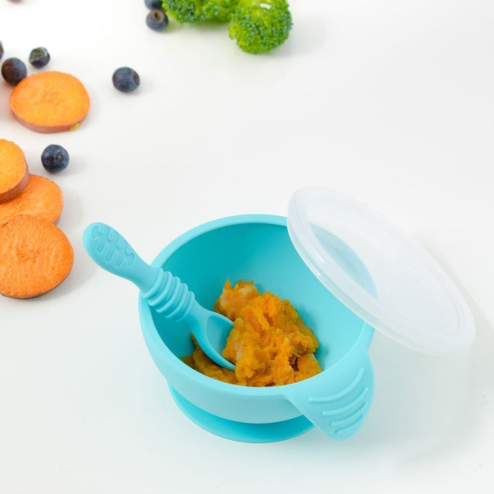 Bumkins Silicone First Feeding Set (Blue)-Feeding-Bumkins-025028 BL-babyandme.ca