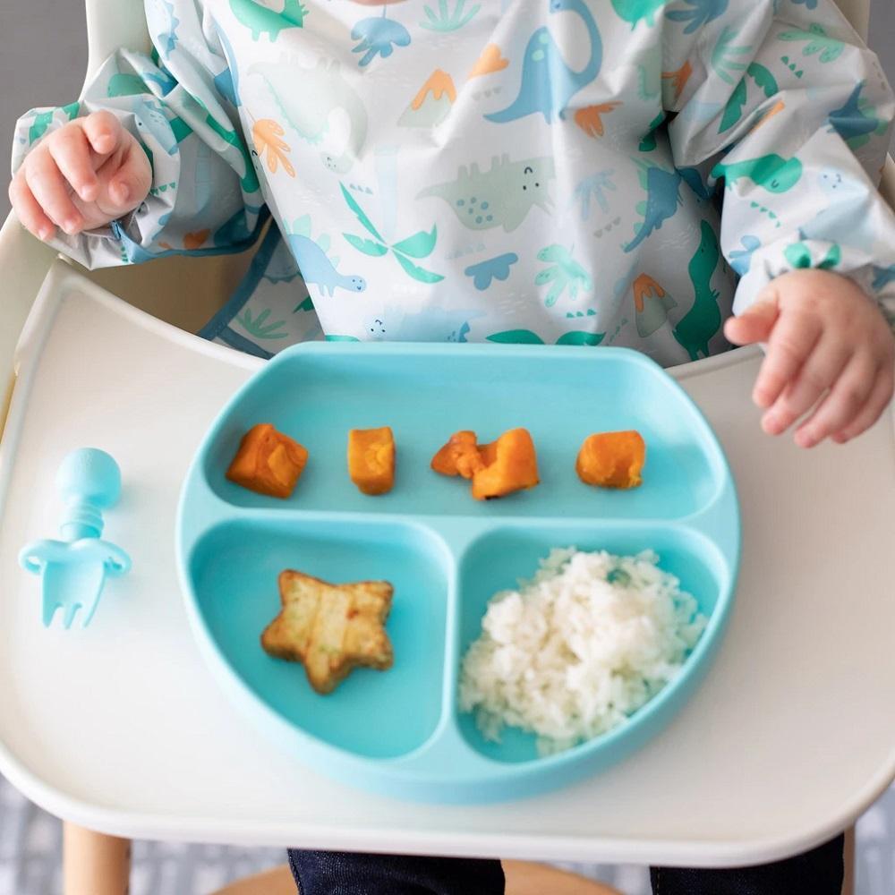 Bumkins Silicone Grip Dish (Blue)-Feeding-Bumkins-024635 BL-babyandme.ca