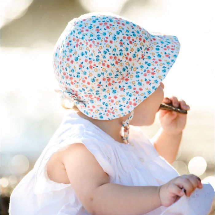 Calikids S2320 Cotton Baby Bow Hat (Floral)-Apparel-Calikids--babyandme.ca
