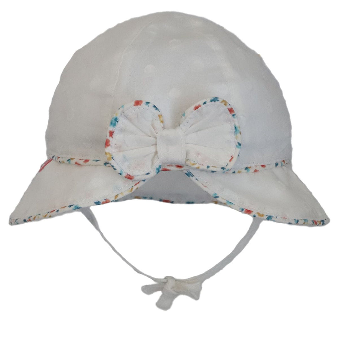 Calikids S2320 Cotton Baby Bow Hat (White)-Apparel-Calikids--babyandme.ca