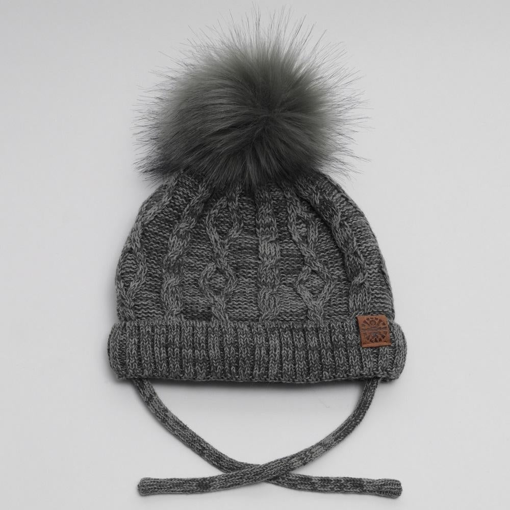 Calikids W1901 Cotton Knit Pompom Hat (Charcoal Mix)-Apparel-Calikids--babyandme.ca