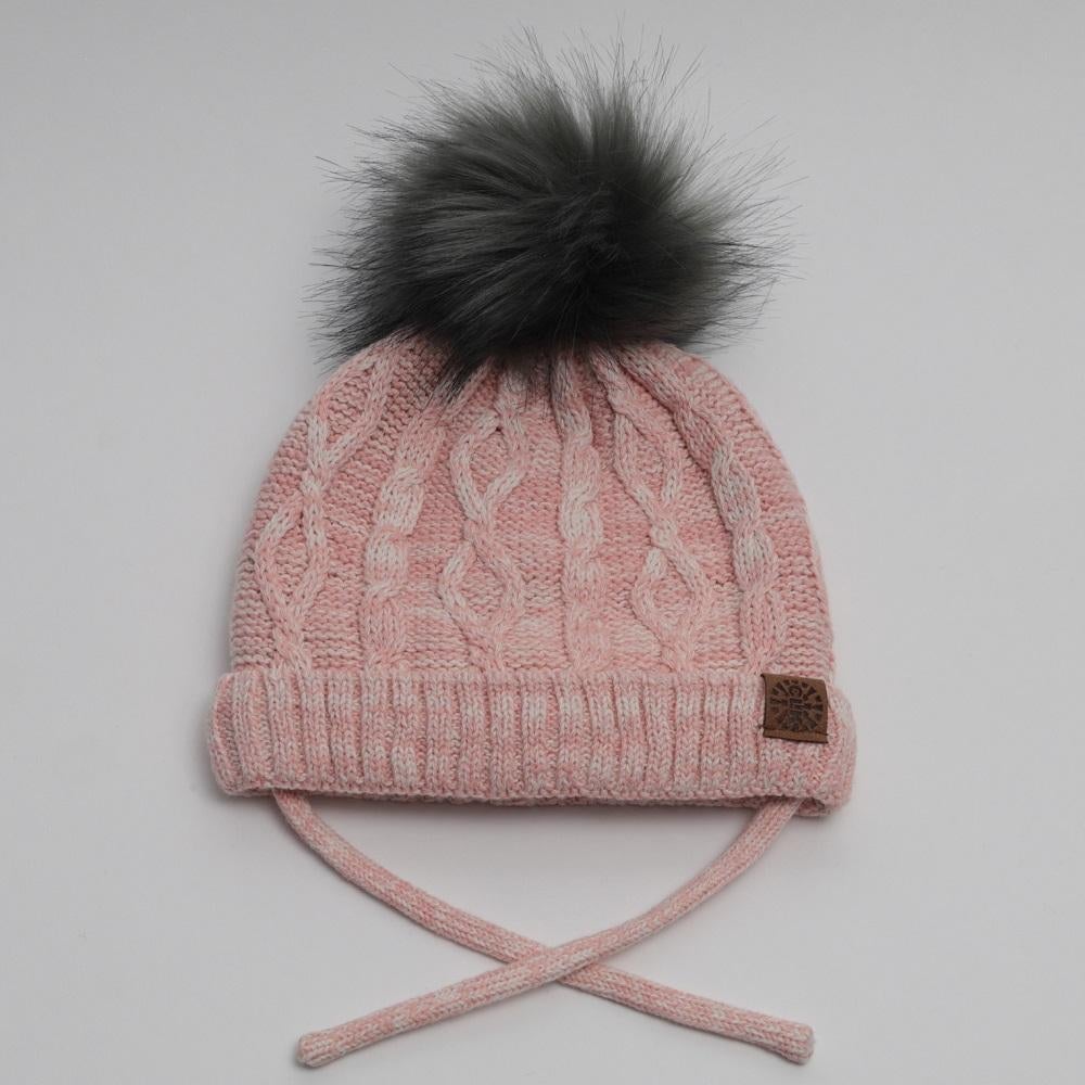 Calikids W1901 Cotton Knit Pompom Hat (Pink Mix)-Apparel-Calikids--babyandme.ca