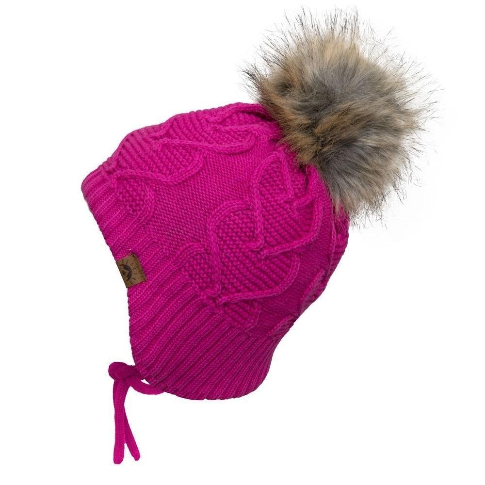 Calikids W2027 Heart Knit Teddy Lined Winter Hat (Cabaret)-Apparel-Calikids--babyandme.ca