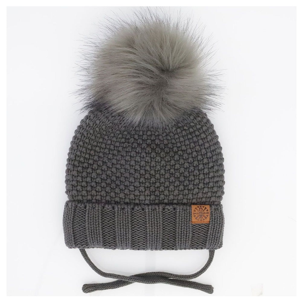 Calikids W2102 Knit Pompom Hat (Charcoal)-Apparel-Calikids--babyandme.ca