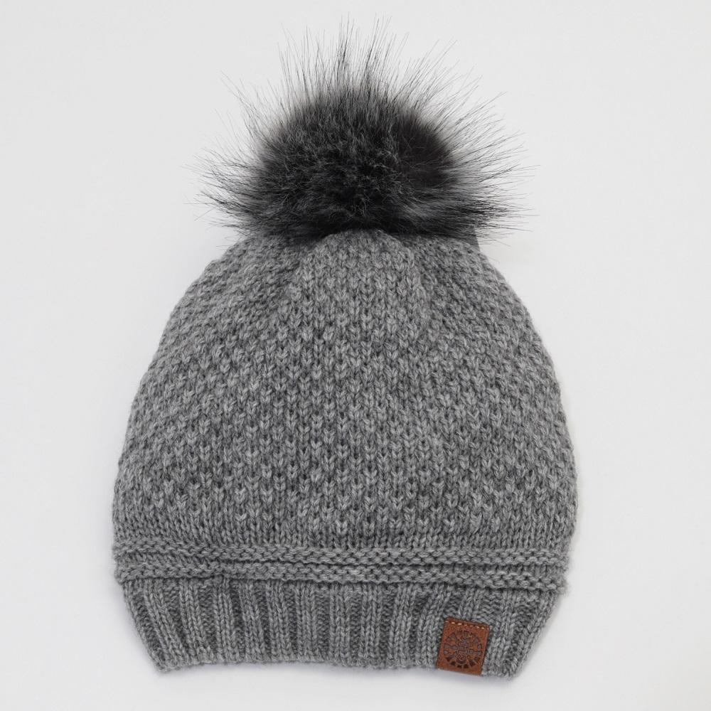 Calikids W2106 Mom & Me Fleece Lined Knit Winter Hat (Grey)-Apparel-Calikids--babyandme.ca