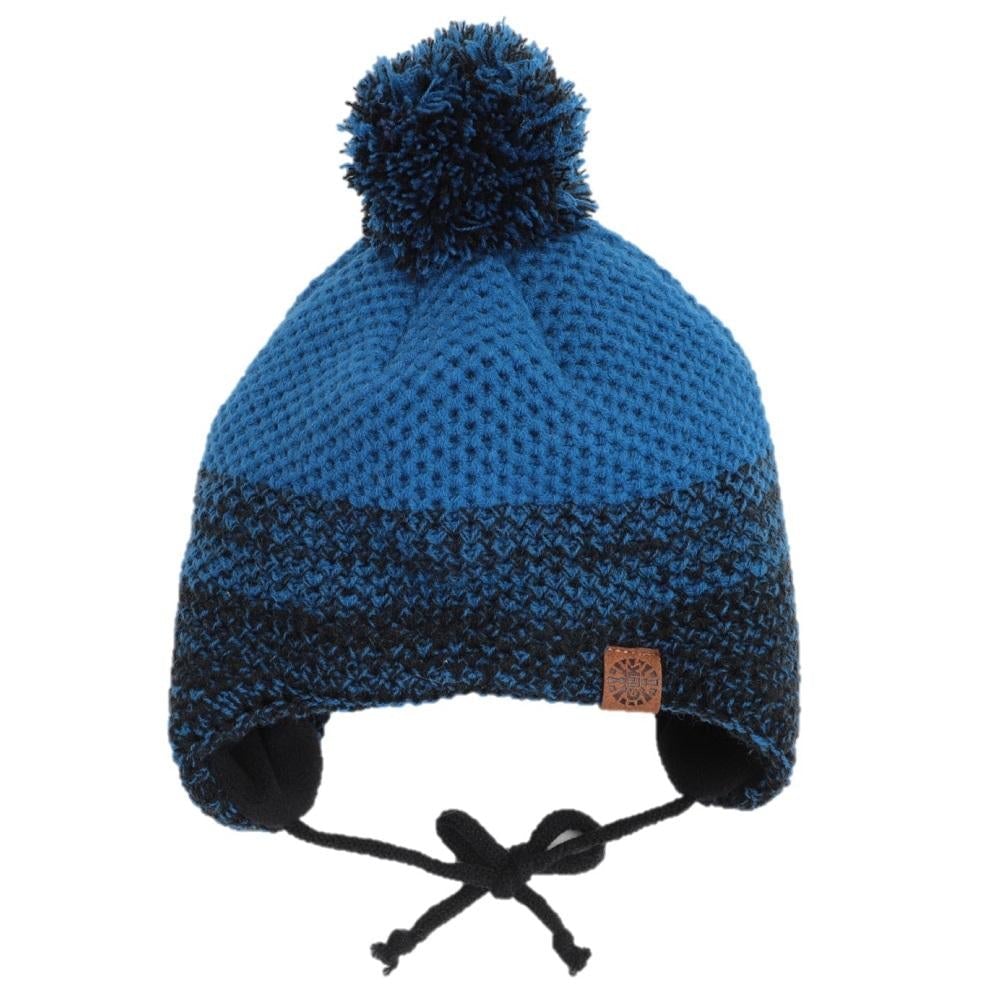 Calikids W2109 Knit Pompom Winter Hat (Blue Combo)-Apparel-Calikids-9-24 Months-030555 BL 9-24M-babyandme.ca