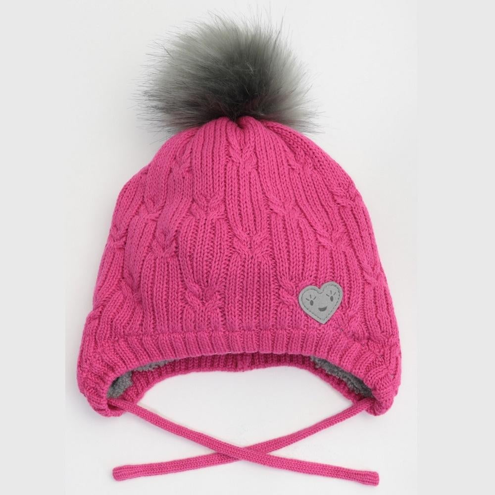 Calikids W2113 Knit Faux Fur Pompom Teddy Lined Hat (Cabaret Pink)-Apparel-Calikids--babyandme.ca