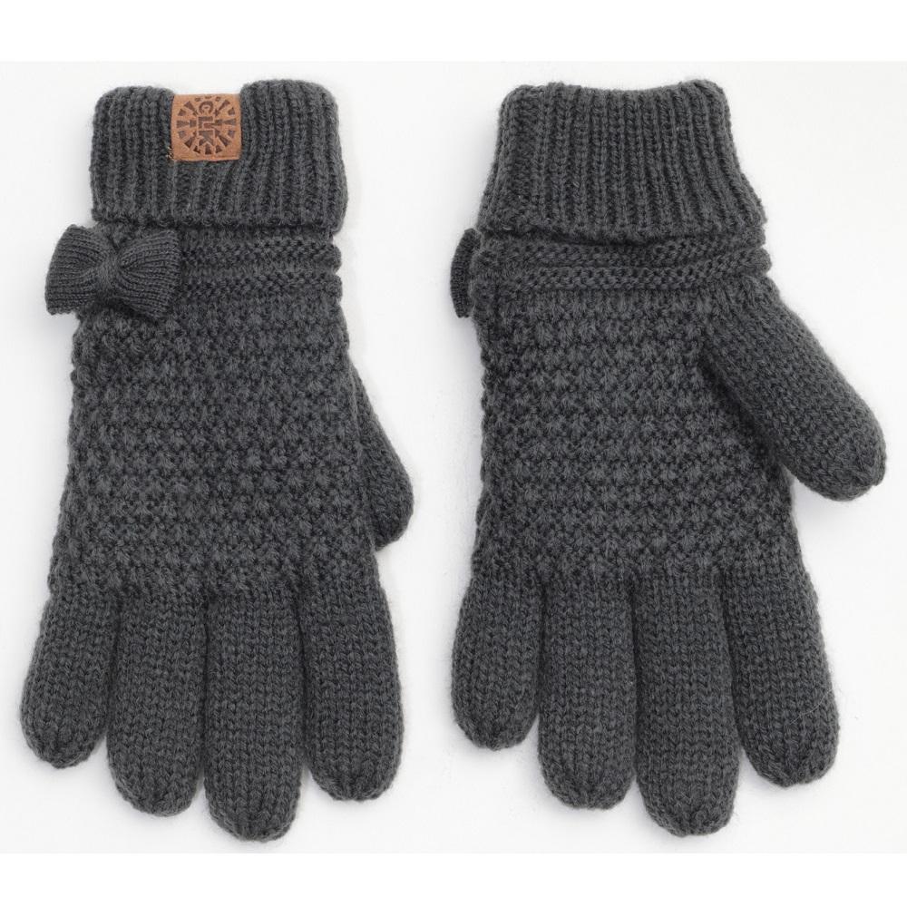 Calikids W2166 Softouch Knit Bow Gloves (Iron)-Apparel-Calikids--babyandme.ca
