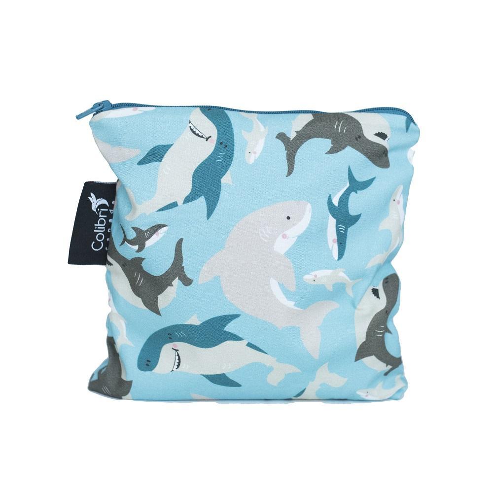 Colibri Reusable Snack Bag Large (Sharks)-Feeding-Colibri-010325 SK-babyandme.ca