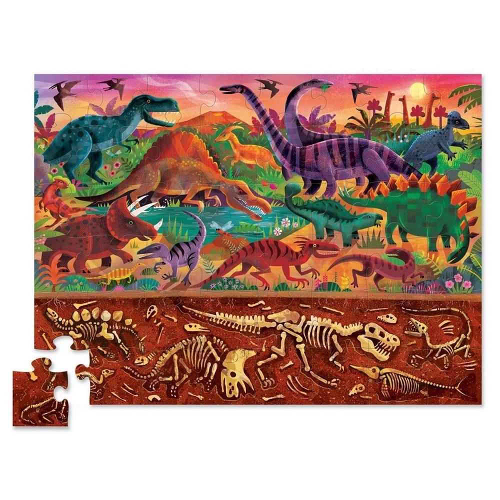 Crocodile Creek 48-Piece Above & Below Floor Puzzle (Dinosaur World)-Toys & Learning-Crocodile Creek-028109 DW-babyandme.ca