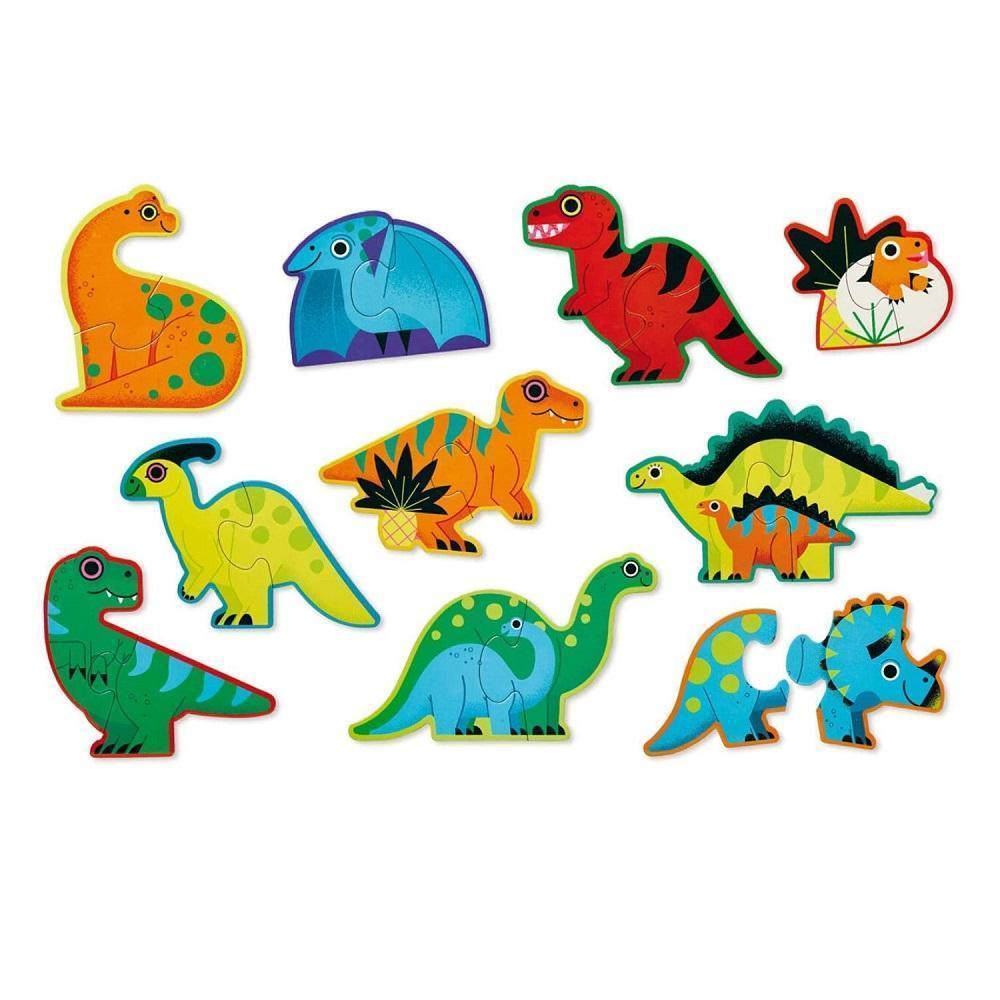 Crocodile Creek Let's Begin 2-Piece Puzzles (Dinosaurs)-Toys & Learning-Crocodile Creek-027796 DN-babyandme.ca