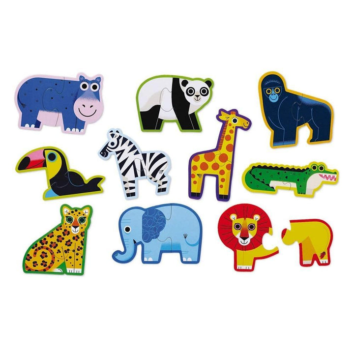 Crocodile Creek Let's Begin 2-Piece Puzzles (Jungle)-Toys & Learning-Crocodile Creek-027796 JG-babyandme.ca