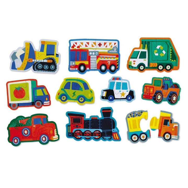 Crocodile Creek Let's Begin 2-Piece Puzzles (Vehicles)-Toys & Learning-Crocodile Creek-027796 VH-babyandme.ca