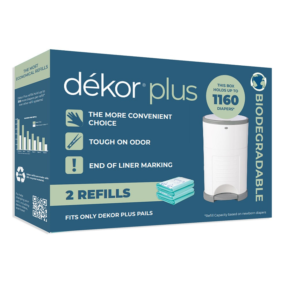 Dekor Plus Diaper Pail Biodegradable Refills (2-Pack)-Bath-Dekor-007613-babyandme.ca