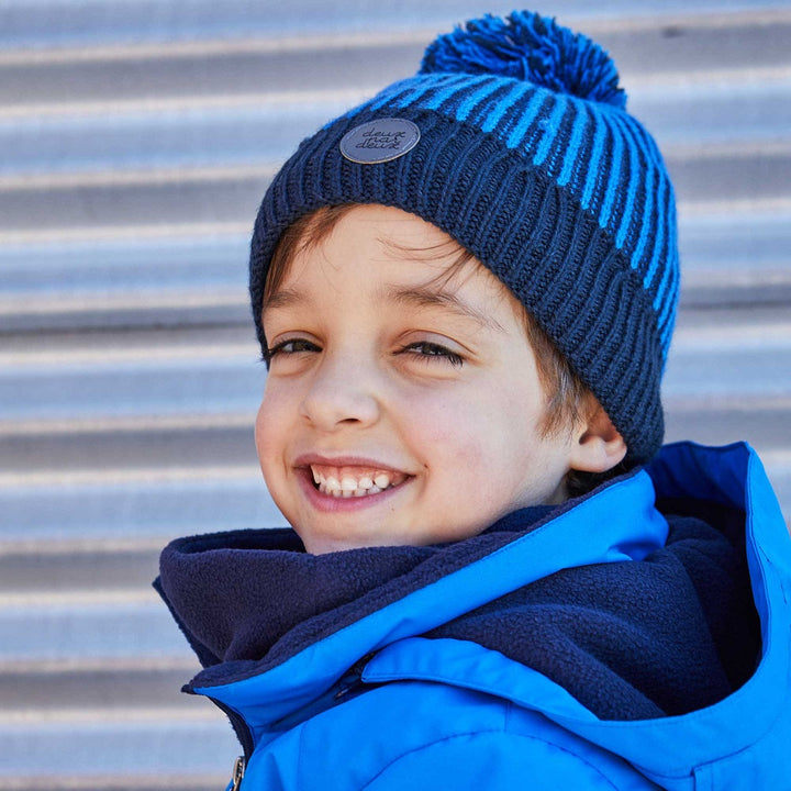Deux par Deux E10ZP01 Knit Hat (Royal Blue/Navy Blue)-Apparel-Deux par Deux--babyandme.ca