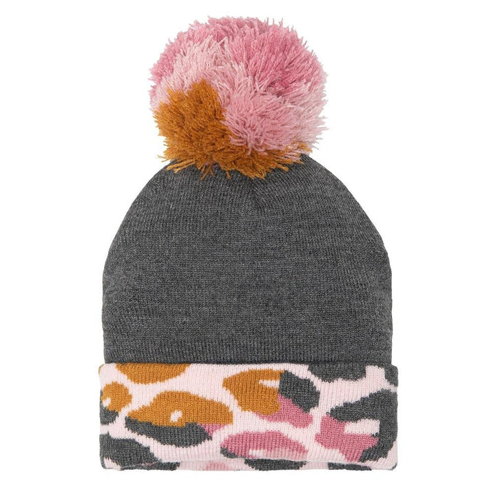 Deux par Deux Knitted Hat (Charcoal Leopard)-Apparel-Deux par Deux--babyandme.ca