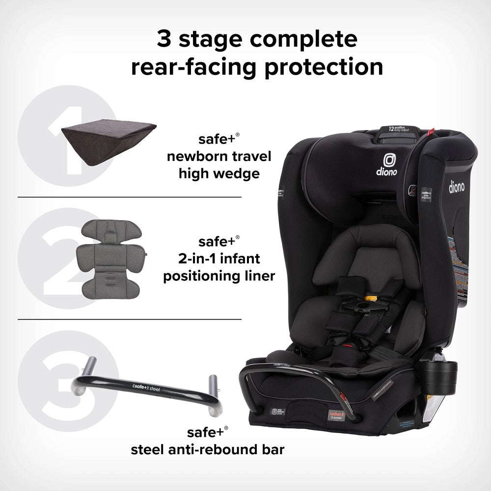 Diono Radian 3RXT Safe+ (Black Jet)-Gear-Diono-031027 BJ-babyandme.ca