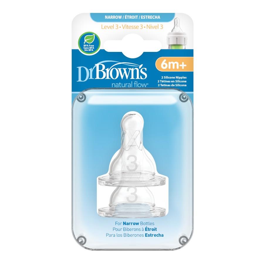 Dr. Brown's Narrow Natural Flow Baby Bottle Nipples Level 3 (2-Pack)-Feeding-Dr. Browns-027378 L3-babyandme.ca