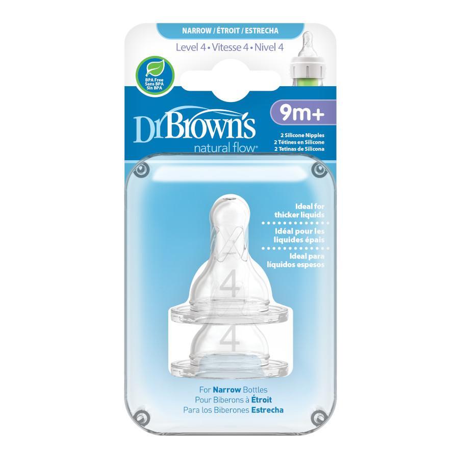 Dr. Brown's Narrow Natural Flow Baby Bottle Nipples Level 4 (2-Pack)-Feeding-Dr. Browns-027378 L4-babyandme.ca