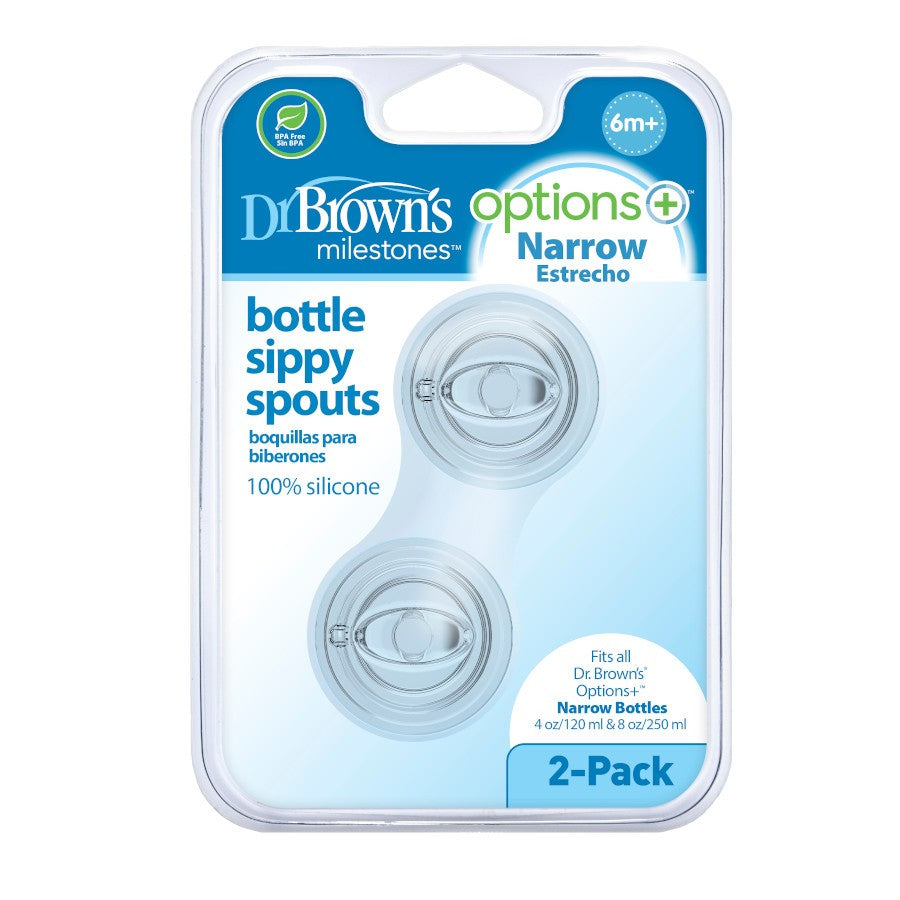 Dr. Brown's Narrow Natural Flow Options+ Bottle Sippy Spout (2-Pack)-Feeding-Dr. Browns-031532 SS-babyandme.ca