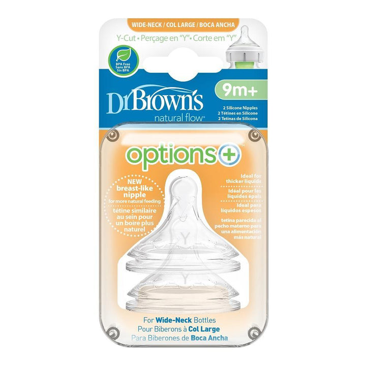 Dr. Brown's Wide-Neck Natural Flow Options+ Baby Bottle Nipples Y-Cut (2-Pack)-Feeding-Dr. Browns-022266 Y-babyandme.ca
