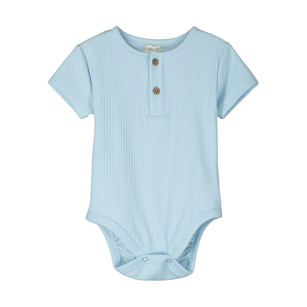 Ettie + H Kytto Jersey Onesie (Light Blue Rib)-Apparel-ettie + h--babyandme.ca