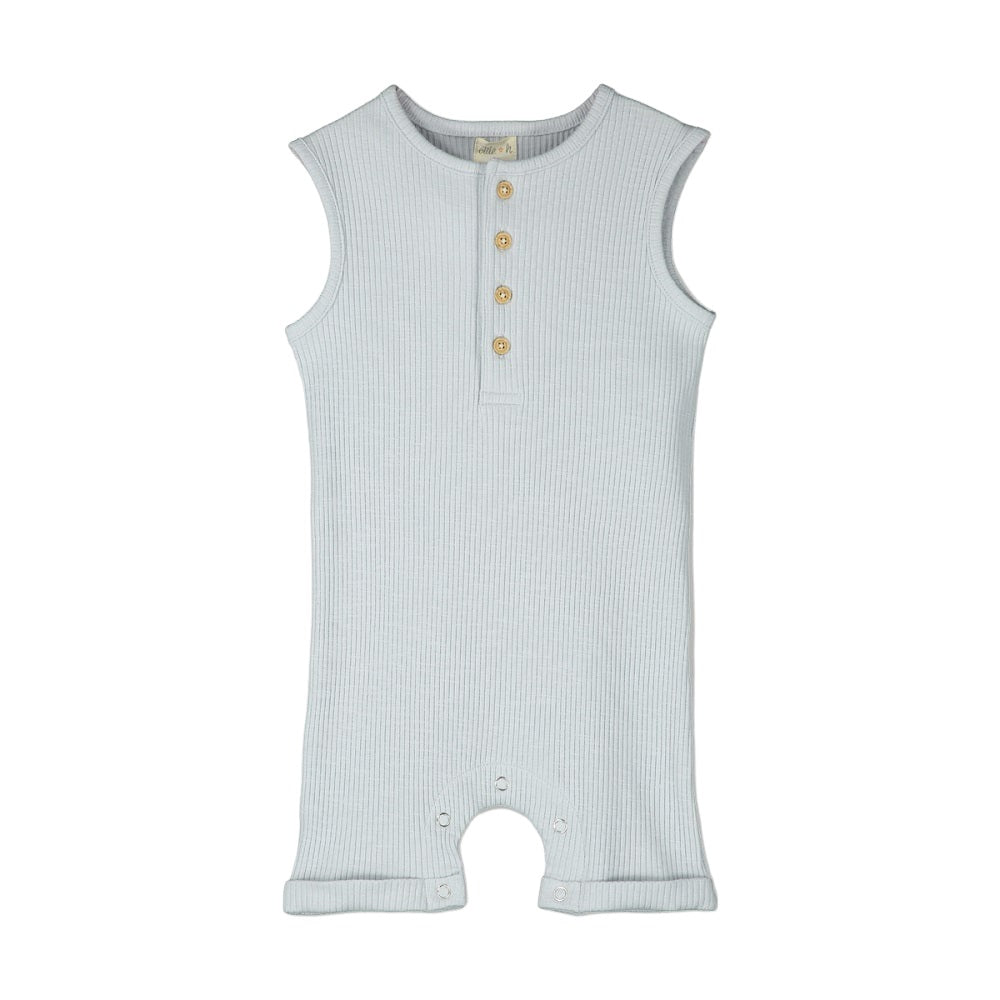 Ettie + H Nikka Jersey Romper (Grey Rib)-Apparel-ettie + h--babyandme.ca
